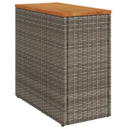 Walplus Garden Side Table With Wooden Top Grey 58X27.5X55 Cm Poly Rattan - thumbnail 7