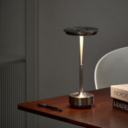 Wyld And Coco Glamora Wireless Table Lamp Silver Metal Usb-C Rechargeable Dimmable Ambient Light - thumbnail 2