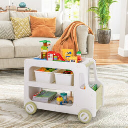 Costway Kids Storage Organizer Car Shaped Toy Cabinet Hdpe Storage Shelves - thumbnail 3