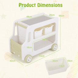 Costway Kids Storage Organizer Car Shaped Toy Cabinet Hdpe Storage Shelves - thumbnail 2