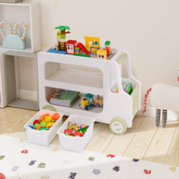 Costway Kids Storage Organizer Car Shaped Toy Cabinet Hdpe Storage Shelves - thumbnail 4