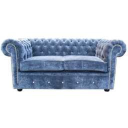 Chesterfield Crystal 2 Seater Sofa Velluto Blue Velvet In Classic Style - thumbnail 2
