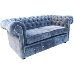 Chesterfield Crystal 2 Seater Sofa Velluto Blue Velvet In Classic Style - thumbnail 4
