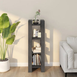 Berkfield Book Cabinet/room Divider Grey 41X35X125 Cm Solid Wood Pine