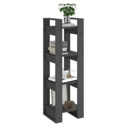 Berkfield Book Cabinet/room Divider Grey 41X35X125 Cm Solid Wood Pine - thumbnail 5