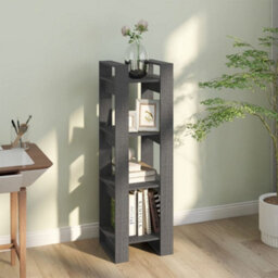 Berkfield Book Cabinet/room Divider Grey 41X35X125 Cm Solid Wood Pine - thumbnail 6