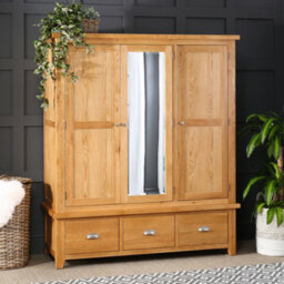 The Furniture Market Cheshire Oak Triple 3 Door Mirrored Wardrobe With 3 Drawers - thumbnail 2