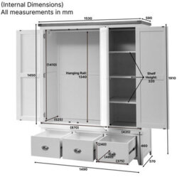 The Furniture Market Cheshire Oak Triple 3 Door Mirrored Wardrobe With 3 Drawers - thumbnail 9