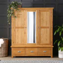 The Furniture Market Cheshire Oak Triple 3 Door Mirrored Wardrobe With 3 Drawers - thumbnail 4