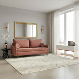 Leon M Upholstered Sofa Bed With Dl Sleeping Function Bedding Storage Metal Legs 216X96X101 Cm 200X140 Cm Dusty Pink