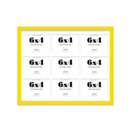 20X16 Inch 9 Opening Photo Collage Frame, Display Nine 6X4 Inch Photos, Multi Aperture Family Picture Frame, Yellow - thumbnail 2