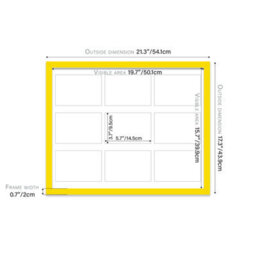 20X16 Inch 9 Opening Photo Collage Frame, Display Nine 6X4 Inch Photos, Multi Aperture Family Picture Frame, Yellow - thumbnail 3