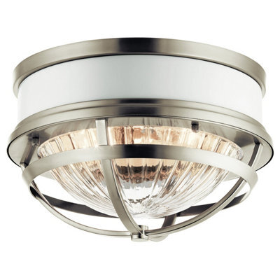 Luminosa Lighting Luminosa Kichler Tollis Bowl Semi Flush Ceiling Light Brushed Nickel & White - image 1