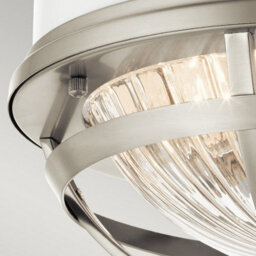 Luminosa Lighting Luminosa Kichler Tollis Bowl Semi Flush Ceiling Light Brushed Nickel & White - thumbnail 4