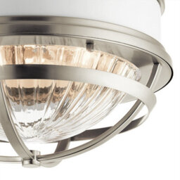 Luminosa Lighting Luminosa Kichler Tollis Bowl Semi Flush Ceiling Light Brushed Nickel & White - thumbnail 2