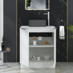 Royal Bathrooms Evora 700mm Matt White Fluted Floor Standing Countertop Vanity Unit 2 Door With Art Square Basin - thumbnail 3