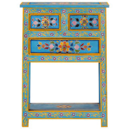 Berkfield Sideboard Turquoise 55X30X76 Cm Solid Wood Mango - thumbnail 3