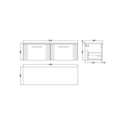 Balterley Belvide Partial Fluted 2 Drawer Wall Hung Vanity Unit With Carrera Marble Laminate Worktop - 1200mm - Satin White - thumbnail 2