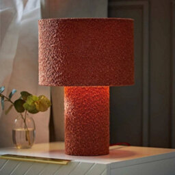 Boucle Table Lamp Bedside Bedroom Light Living Room Warm Rust Fabric Led Bulb - thumbnail 1