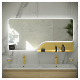 RAK Ceramics Rak Ornate 1200X600 Brushed Gold Led Illuminated Bathroom Mirror With Touch Sensor & Demister