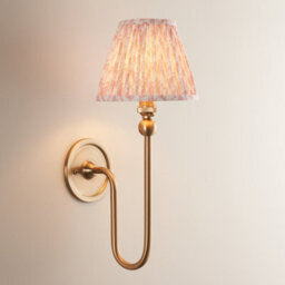 Loops Elegant Dimmable Wall Light In Brushed Aged Brass With Peachy Keen Fabric Shade For Stylish Interiors - thumbnail 2