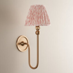 Loops Elegant Dimmable Wall Light In Brushed Aged Brass With Peachy Keen Fabric Shade For Stylish Interiors - thumbnail 3
