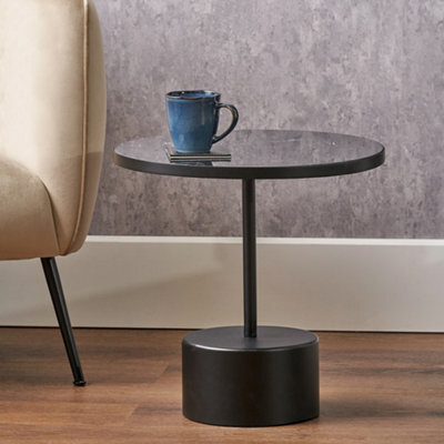Pacific Lifestyle Enzo Black Marble And Black Metal Cylinder Base Coffee Table - image 1