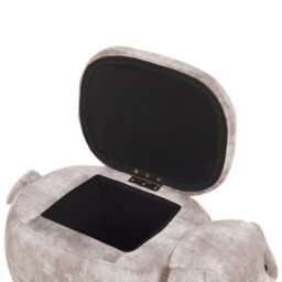 Beliani Beige Animal Storage Stool - Plush Footstool With Rubberwood Legs - thumbnail 7