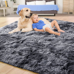 Ameha Soft Shaggy Fluffy Non Slip Rug Large Livingroom Bedroom Carpets Tye Dye Grey Area Rug-160X230 Cm - thumbnail 3