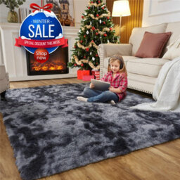 Ameha Soft Shaggy Fluffy Non Slip Rug Large Livingroom Bedroom Carpets Tye Dye Grey Area Rug-160X230 Cm - thumbnail 1