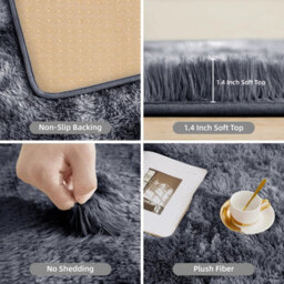 Ameha Soft Shaggy Fluffy Non Slip Rug Large Livingroom Bedroom Carpets Tye Dye Grey Area Rug-160X230 Cm - thumbnail 9