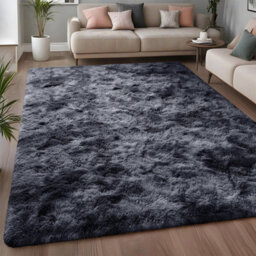 Ameha Soft Shaggy Fluffy Non Slip Rug Large Livingroom Bedroom Carpets Tye Dye Grey Area Rug-160X230 Cm - thumbnail 8