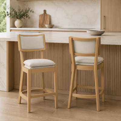Where Saints Go Ltd Meg Counter Stool, Frost Linen Blend Cushion Seat, Light Oak Birch Frame, 68Cm By Where Saints Go - image 1