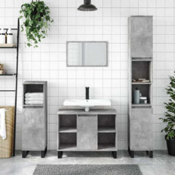 Berkfield Industrial Bathroom Cabinet Concrete Grey 80X33X60 Cm Engineered Wood - thumbnail 2