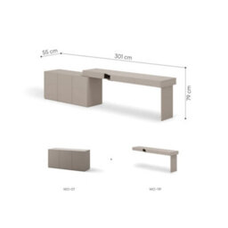 Arte Woow Desk With Sideboard 301Cm Right Door - Organised Family Desk With Modern Storage - thumbnail 5
