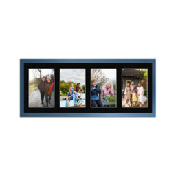 AK Frames 50X20Cm Navy Blue Sleek Multi Photo Frame With Black Mount - Holds 4 Apertures (4X) 6X4 Photos - thumbnail 1
