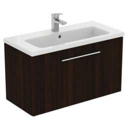 Ideal Standard I.life S Matt Coffee Brown Oak Effect Wall-Mounted Vanity Unit & Basin Set With 1 Chrome Effect Handle (W)800mm (H)440mm - thumbnail 1
