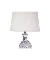 Lighting Supermarket Hannah Luxury Elegant Chrome & Crystal Table Lamp With Ivory Pleated Shade - thumbnail 3
