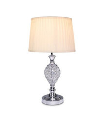 Lighting Supermarket Hannah Luxury Elegant Chrome & Crystal Table Lamp With Ivory Pleated Shade - thumbnail 2