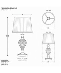 Lighting Supermarket Hannah Luxury Elegant Chrome & Crystal Table Lamp With Ivory Pleated Shade - thumbnail 7