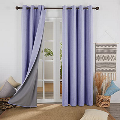 Deconovo Energy Saving Blackout Eyelet Curtains Window Treatment For Kids With Coating Back Layer 46 X 72 Inch Light Purple 1 Pair - image 1