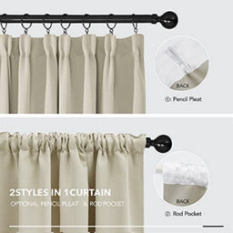 Deconovo Super Soft Curtains Thermal Insulated Pencil Pleat Blackout Curtains 46 X 54 Inch Light Beige 2 Panels - thumbnail 4