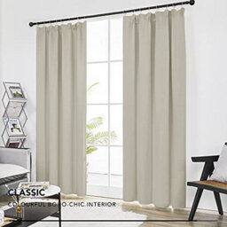 Deconovo Super Soft Curtains Thermal Insulated Pencil Pleat Blackout Curtains 46 X 54 Inch Light Beige 2 Panels - thumbnail 3