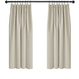 Deconovo Super Soft Curtains Thermal Insulated Pencil Pleat Blackout Curtains 46 X 54 Inch Light Beige 2 Panels - thumbnail 1