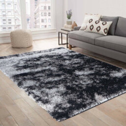Modern Soft Two Tone Shimmer Shaggy Area Rugs Dark Grey 120X170 Cm - thumbnail 1