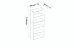Urbn-Living Urbnliving Height 150Cm Wide 5 Tier Book Shelf Deep Bookcase Storage Cabinet Display Colour Oak Dining Living Room - thumbnail 4