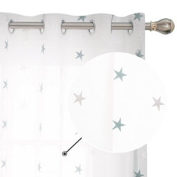 Deconovo Star Embroidery Net Curtains Semi Transparent Curtains Sheer Curtains For Living Room 55 X72 Drop Inch Blue 2 Panels - thumbnail 3