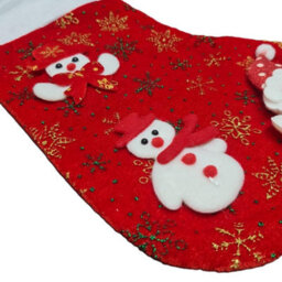 HSD Christmas Stocking With Santa & 2 Snowmen - Festive Holiday Decoration For Tree, Mantel & Home Decor - thumbnail 3