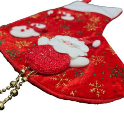 HSD Christmas Stocking With Santa & 2 Snowmen - Festive Holiday Decoration For Tree, Mantel & Home Decor - thumbnail 2