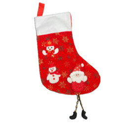 HSD Christmas Stocking With Santa & 2 Snowmen - Festive Holiday Decoration For Tree, Mantel & Home Decor